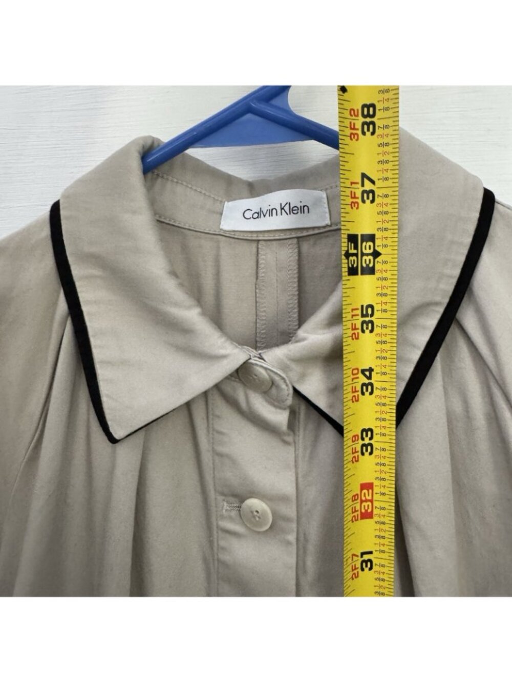 Calvin Klein Women’s XS Beige Cotton Belted Fit & Flare Shirtdress - Picture 11 of 12